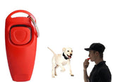 NEW Portable Dog Training Clickers and Whistle in One Stop Barking Training Tool Pet Supplies for Dog Cats Puppy Birds Horses (RED)