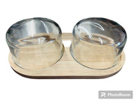 New Target Bullseye Cloche Board Tray with 2 Glass Dome Lid Food Safe Display, great for appetizers, cheese balls etc