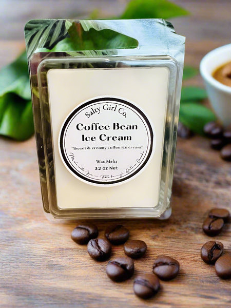 New Salty Girl Co. Palm Wax Melts "Coffee Bean Ice Cream" Sweet and creamy coffee ice cream! 3.2 Oz, for use in wax warmer, 1 Clamshell BN
