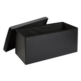 NEW Retails $70 Hometrends Foldable 30 Inch Storage Chest Bench Black faux Leather