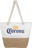 New  Corona burlap and canvas tote bag with rope handles