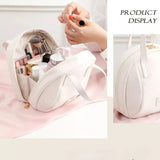 New Stylish and Lightweight Women's Luxury Large Capacity Faux Leather Cosmetic Bag - PINK