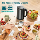 New COSORI Stainless Steel Electric Kettle, 1500W Fast Boiling Water, Auto Shut-Off & Boil-Dry Protection, Cordless,1.5L Wide-Open Lid Electric Tea Kettle, Double Wall, Black