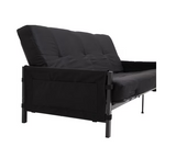 NEW Retails $280 Fully Assembled DHP Fairview Metal and Storage Arm Futon with 6 inch Mattress, Black