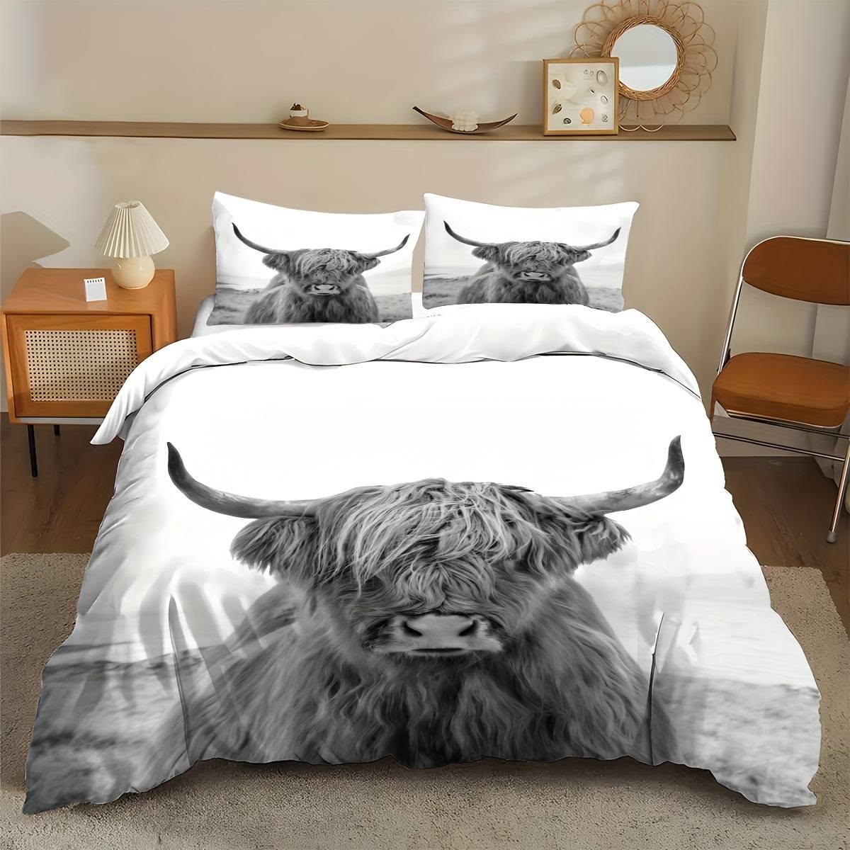 California King Highland cows duvet cover bed set No.341717, 16 styles to choose from