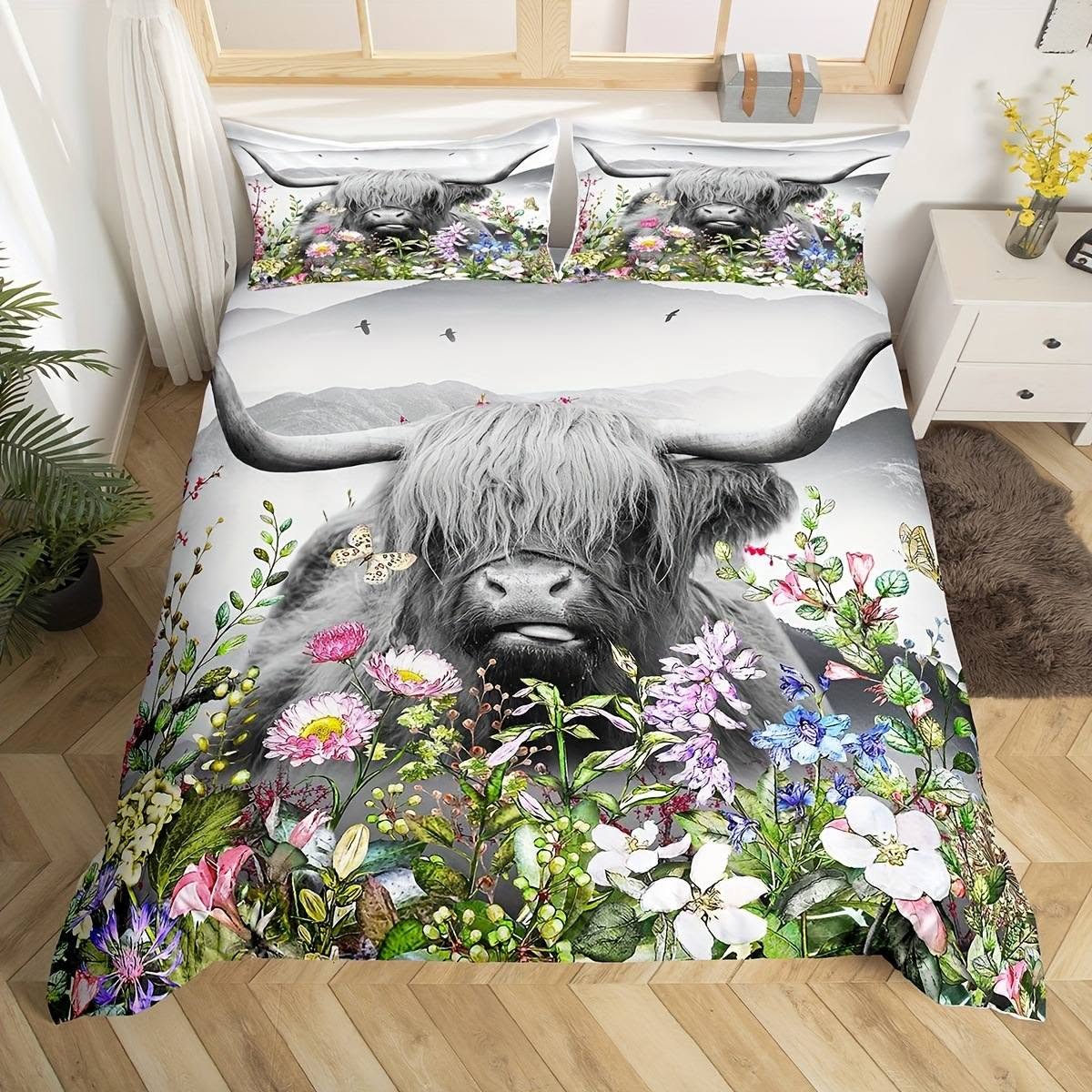California King Highland cows duvet cover bed set No.341717, 16 styles to choose from