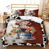California King Highland cows duvet cover bed set No.341717, 16 styles to choose from