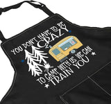 New ZJXHPO Camping Gift You Don't Have To Crazy To Camp With Us Apron Camp Trailer Apron Picnic Apron Camping Lover Gift