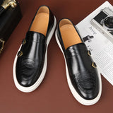 New Men's Slip On BLACK LOAFERS, Great Quality! Sz 9.5 Retails $154+