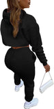 New Vssjavun Women's Sexy 3 Piece Tracksuits - Long Sleeve Pullover Crop Top Hoodie +Tank Top+Drawstring Long Pants Sweatsuit Black, Sz XL