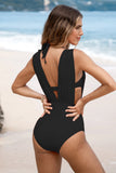 New Retails $50+ Cupshe Black Bikini Top & Plunging Ruched Swim Set Sz M