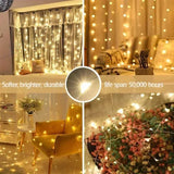 New 6x3M/3x3m Curtain Garland on The Window USB Power Fairy Lights Festoon with Remote, warm white