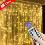 New 6x3M/3x3m Curtain Garland on The Window USB Power Fairy Lights Festoon with Remote, warm white