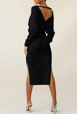 NEW Cutiefox Womens High Neck Cable Knit Long Sleeve Pullover Sweater Mini Dress, Sz S/M, Fabric Has Lots of Stretch, BLACK, Retails $56+ NO BELT!