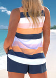 New Retails $99+ Cut Out Striped Multi Color Tankini Set, Blue, Pink, White, Sz XL