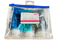 New CVS 4 Piece Squeezable Travel 3 Oz Bottle Kit with Clear Carry Bag