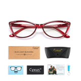 New Cyxus Blue light Blocking Reading Glasses 2091 Red +1.00, includes case, cleaning cloth & original box, #103