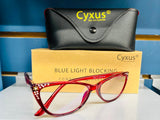 New Cyxus Blue light Blocking Reading Glasses 2091 Red +1.00, includes case, cleaning cloth & original box, #103