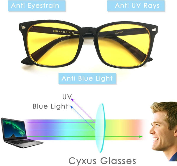 New Unisex Cyxus Blue Light Glasses Women/Men, Blocking UV Bluelight Filter Computer Eyewear for Gamer Anti Eye Fatigue Eyeglasses