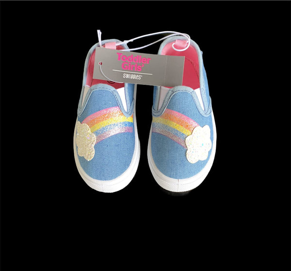 NEW Swiggles Toddler Slip on Casual Sneakers Rainbow, Sz 9