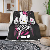 NEW Retails $77, He-Llo Ki-Tty Blanket 80"x60" Air Conditioning Cozy Soft Warm Throw Blankets All Season Use Bedding for Women Girls Kids Couch Sofa Bedroom Living Room Bed Chair Decor