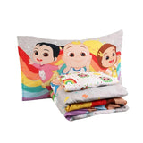 NEW Retails $90, CoComelon 4-Piece Twin Bedding Set EXPRESSIONS – Kids Comforter, Fitted Sheet, Flat Sheet & Pillowcase – Soft & Cozy – for Boys & Girls – Machine Washable
