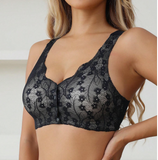 New Seamless Wire free Daisy Bra for Women Comfortable Convenient Front Close Button, back smoothing Black Tag Says 5x but Fits XL-1X