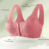 New Seamless Wire free Daisy Bra for Women Comfortable Convenient Front Close Button, back smoothing Watermelon Red Tag Says XL but Fits M-L
