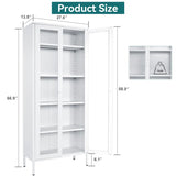 New in box! Wayfair Dalziel 27.6'' Wide 4 - Shelf White Powder Coated Stainless Steel & Tempered Glass Storage Cabinet in White! Retails $350+