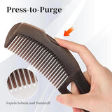 New Dandruff Comb with Self-Cleaning Hollow Teeth & Massage Handle - Scalp Detox Comb for Flakes, Oil Removal - Dandruff Scalp Hair Combs for Women/Men/Kids