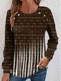 New Dark Camel Button Ombre Long Sleeve T Shirt Sz L! Retails $43+