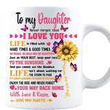 New Sunflower To My Daughter Never Forget That I Love You Mug, 11 Oz