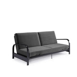 NEW Retails $550, Wayfair DHP Black Metal Arm Futon Frame with 6-Inch Pocket Coil Futon Mattress, Was Store Display, Small Mark on Metal Left Arm