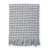 NEW Retails $50, Hartley Recycled Cotton Throw, Houndstooth, White/Light Grey
