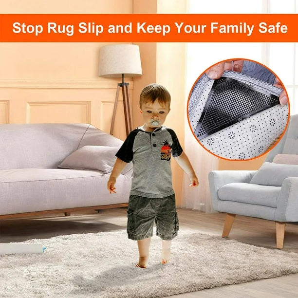 NEW 4 X Rug Carpet Mat Grippers Non Slip Anti Skid Reusable Washable Silicone Grip