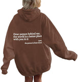 NEW LELISKA You are Enough Hoodie, Dear Person Behind Me Hoodie Sweatshirt, You are Enough Graphic Sweatshirt Pullover Hoodies, Brown, Sz XL