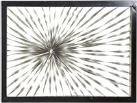 New in box! LARGE 5 Foot Wide Deco 79 Metal Sunburst Coiled Ribbon Wall Decor with Black Frame, 60" x 2" x 40", Silver! Very large! Retails $489+