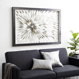 New in box! LARGE 5 Foot Wide Deco 79 Metal Sunburst Coiled Ribbon Wall Decor with Black Frame, 60" x 2" x 40", Silver! Very large! Retails $489+