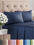 Brand new in package! Bamboo Comfort 2500 wrinkle free deep pocket 4 Piece sheet set in QUEEN, DEEP BLUE! Fits Mattresses up to 18" Deep