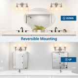 New DEWENWILS Bathroom Light Fixtures, 5-Piece All-in-One Bathroom Light Set, 3 Light Brushed Nickel Bathroom Vanity Light with Glass Shades, Towel Bar, Towel Ring, Robe Hook, Toilet Paper Holder