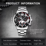 New DEYROS Mens Stainless Steel Wrist Watch Business Casual Date Analog Quartz Watch