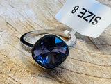 NEW 0.925 Silver Ring With Purple Stone & cubic zirconia on each side of stone - Size 8
