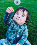 NEW Retails $43+, Sz 12-18 Mth Wiley Threads Ultra soft Lightweight Bamboo Viscose Full Zip Romper with fold-over hands & feet with non-slip grips, ALIENENCOWNTERS, Perfect for Summer Nights