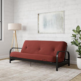 New Assembled DHP Brax Full Size Black Metal Futon Frame with 6” Mattress, Red! Retails $370+