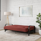 New Assembled DHP Brax Full Size Black Metal Futon Frame with 6” Mattress, Red! Retails $370+