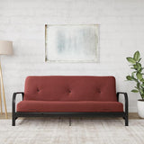 New Assembled DHP Brax Full Size Black Metal Futon Frame with 6” Mattress, Red! Retails $370+