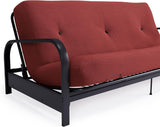 New Assembled DHP Brax Full Size Black Metal Futon Frame with 6” Mattress, Red! Retails $370+