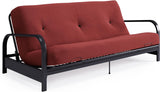 New Assembled DHP Brax Full Size Black Metal Futon Frame with 6” Mattress, Red! Retails $370+