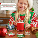 New 8 PCS Christmas Diamond Painting Coasters for Drinks, Art Kits for Adults Xmas Reusable Coaster With Holder, DIY Santa Claus Craft