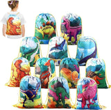 NEW 12 PCS Kids Dinosaur Party Favor Bags for Birthday Party Gift Package, Animal Drawstring Bag Cartoon Dinosaur Birthday Treat Bags, Dinosaur Goody Bag Gift Pouch for Kids Boys and Girls Party
